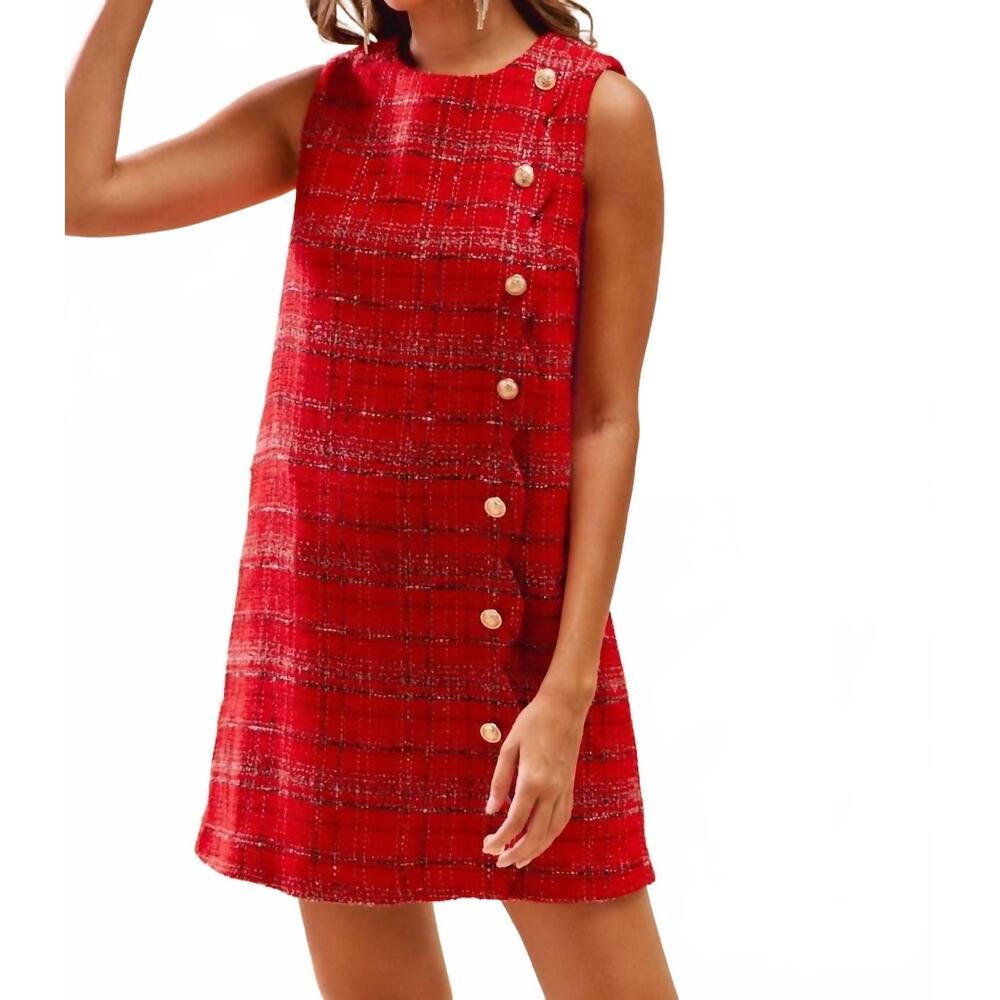So Me Red Plaid Mini Dress
